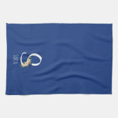 Monogram blauwe keukenhanddoek huis verwarmingscad (Horizontaal)