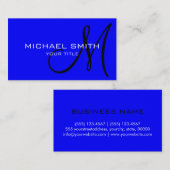 Monogram blauwe kleur achtergrond visitekaartje (Voorkant / Achterkant)