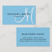 Monogram Blauwe kleurenachtergrond Visitekaartje (Voorkant / Achterkant)