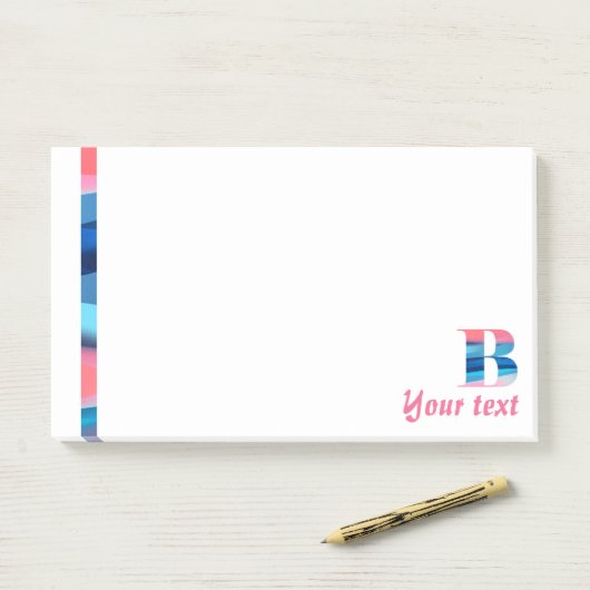 Monogram blauwe koraal letter B noten Post-it® Notes (Op bureau)