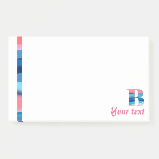 Monogram blauwe koraal letter B noten Post-it® Notes (Voorkant)