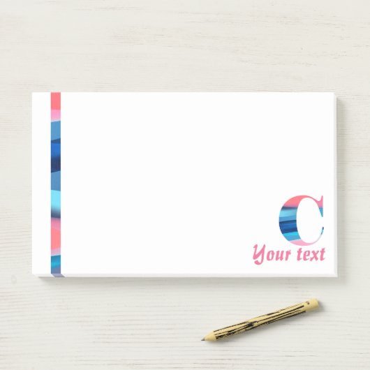 Monogram blauwe koraal letter C noten Post-it® Notes (Op bureau)