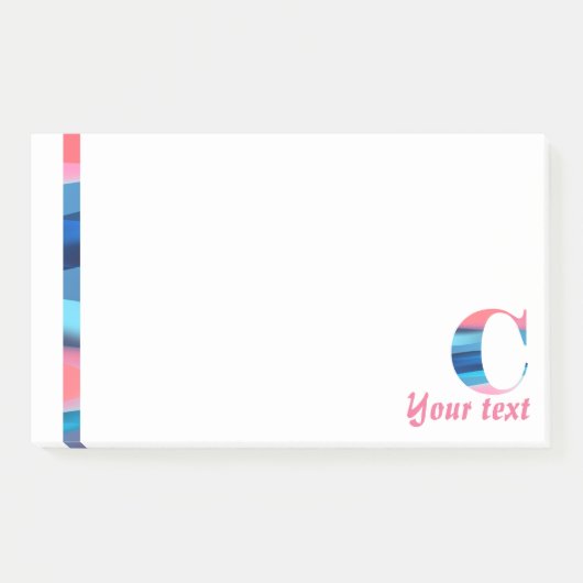 Monogram blauwe koraal letter C noten Post-it® Notes (Voorkant)