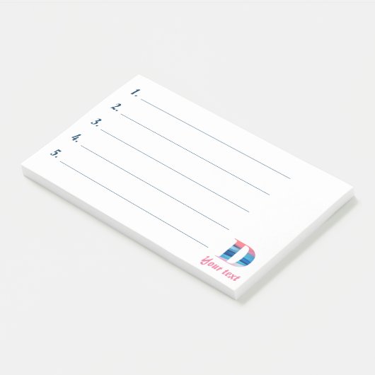 Monogram blauwe koraal letter D noten Post-it® Notes (Schuin)