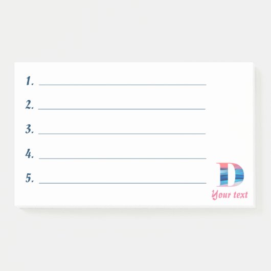 Monogram blauwe koraal letter D noten Post-it® Notes (Voorkant)
