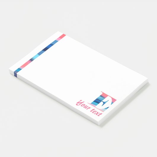 Monogram blauwe koraal letter E noten Post-it® Notes (Schuin)