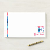 Monogram blauwe koraal letter E noten Post-it® Notes (Op bureau)