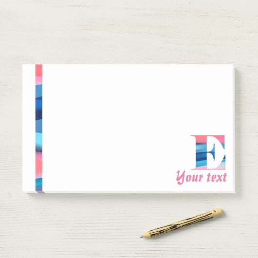 Monogram blauwe koraal letter E noten Post-it® Notes (Op bureau)