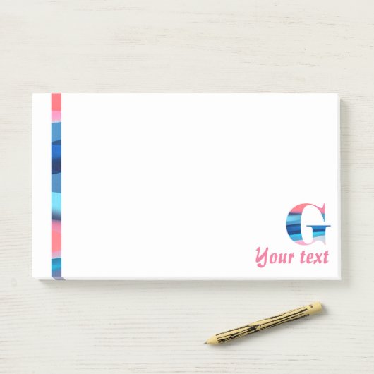 Monogram blauwe koraal letter G noten Post-it® Notes (Op bureau)