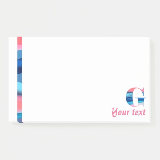Monogram blauwe koraal letter G noten Post-it® Notes (Voorkant)