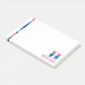 Monogram blauwe koraal letter H noten Post-it® Notes (Schuin)