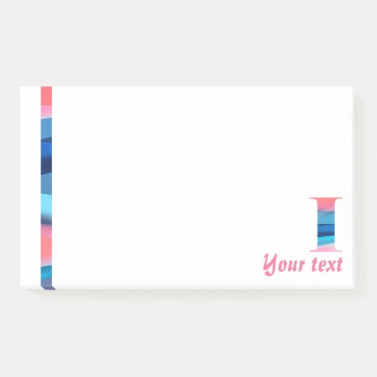 Monogram blauwe koraal letter I noten Post-it® Notes (Voorkant)