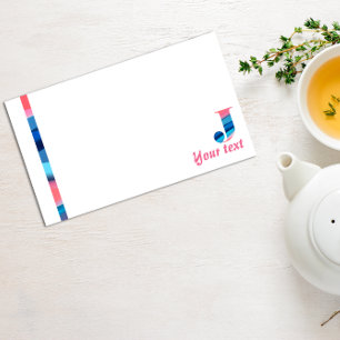 Monogram blauwe koraal letter J noten Post-it® Notes