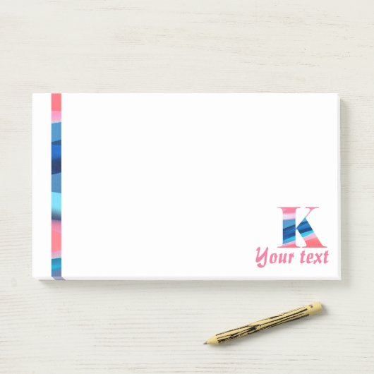 Monogram blauwe koraal letter K noten Post-it® Notes (Op bureau)