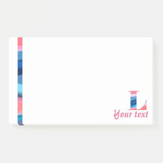 Monogram blauwe koraal letter L noten Post-it® Notes (Voorkant)