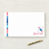 Monogram blauwe koraal letter N noten Post-it® Notes (Op bureau)