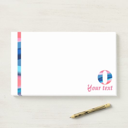Monogram blauwe koraal letter O noten Post-it® Notes (Op bureau)