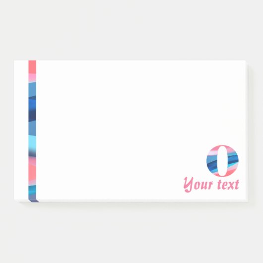Monogram blauwe koraal letter O noten Post-it® Notes (Voorkant)