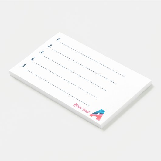 Monogram blauwe koraalletter A Post-it® Notes (Schuin)