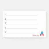 Monogram blauwe koraalletter A Post-it® Notes (Voorkant)