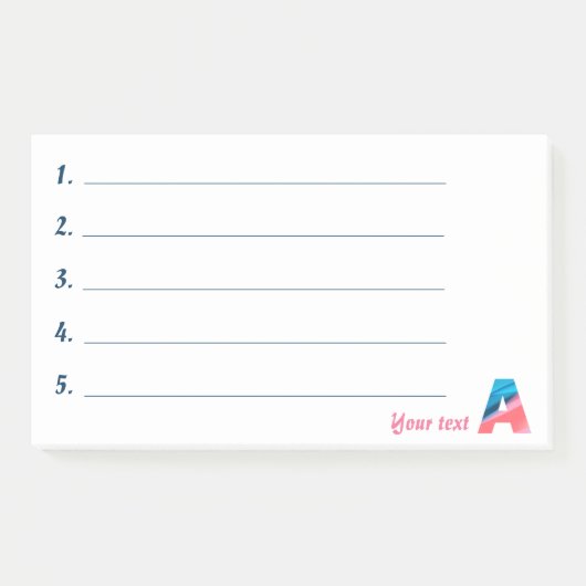 Monogram blauwe koraalletter A Post-it® Notes (Voorkant)