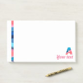 Monogram blauwe koraalletter A Post-it® Notes (Op bureau)
