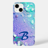 Monogram Blauwe Lavendel Mint Glitter Case-Mate iPhone Case (Achterkant)