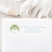 Monogram Blauwe Lintjes Bloem Elegant Retouradres Etiket (Insitu)