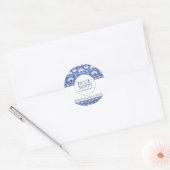 Monogram Blauwe Maan Bloemen Schoonheidsproducten Ronde Sticker (Envelop)