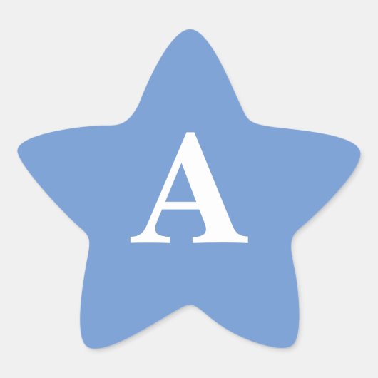 Monogram Blauwe Maandag Beginletter Wit Aangepast  Ster Sticker (Voorkant)