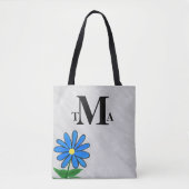 Monogram Blauwe Madelief Tote Bag (Voorkant)