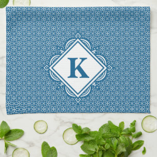 Monogram Blauwe Mandala Theedoek