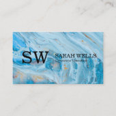 Monogram | Blauwe marmer Visitekaartje (Voorkant)