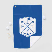 Monogram Blauwe Naam Gepersonaliseerd Golfhanddoek (Insitu)