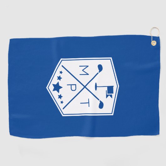 Monogram Blauwe Naam Gepersonaliseerd Golfhanddoek (Horizontaal)