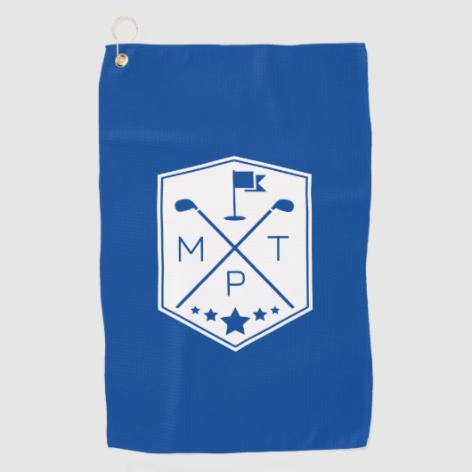 Monogram Blauwe Naam Gepersonaliseerd Golfhanddoek (Voorkant)