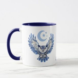 Monogram Blauwe Nachtuil en Maan Mok