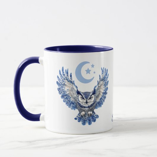 Monogram Blauwe Nachtuil en Maan Mok (Links)