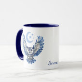 Monogram Blauwe Nachtuil en Maan Mok (Voorkant links)