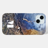 Monogram blauwe oever Case-Mate iPhone case (Achterkant (horizontaal))