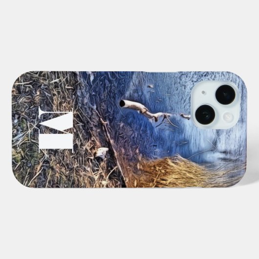 Monogram blauwe oever Case-Mate iPhone case (Achterkant (horizontaal))