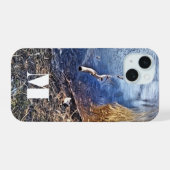 Monogram blauwe oever iPhone 15 case (Achterkant horizontaal)