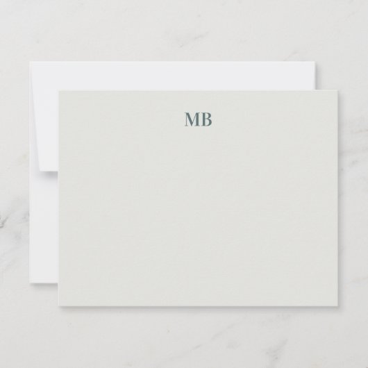 Monogram Blauwe Olijfgroene Abstracte Inkt Notitiekaartje (Voorkant)