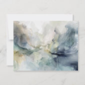 Monogram Blauwe Olijfgroene Abstracte Inkt Notitiekaartje (Achterkant)