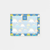 Monogram | Blauwe Oranje groene dinosaurussen Post-it® Notes (Voorkant)