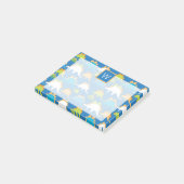 Monogram | Blauwe Oranje groene dinosaurussen Post-it® Notes (Schuin)