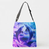 Monogram Blauwe & Paarse Dolfijnen Oceaan | Crossbody Tas (Achterkant)