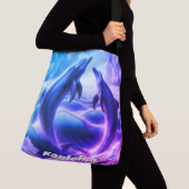 Monogram Blauwe & Paarse Dolfijnen Oceaan | Crossbody Tas (Dichtbij)