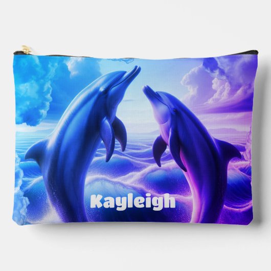 Monogram Blauwe Paarse Dolfijnen Oceaan | Etui (Voorkant)