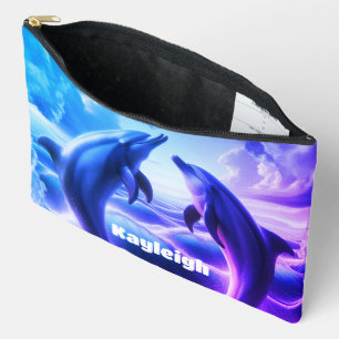 Monogram Blauwe Paarse Dolfijnen Oceaan Etui